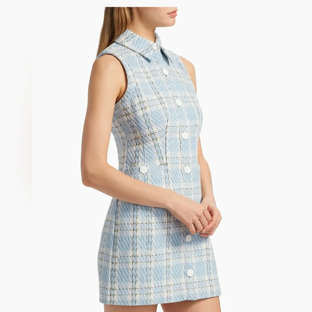 💙🔹️Toccin 🔹️sophia Plaid Tweed Button Front Mini  Dress - Picture 5 of 8